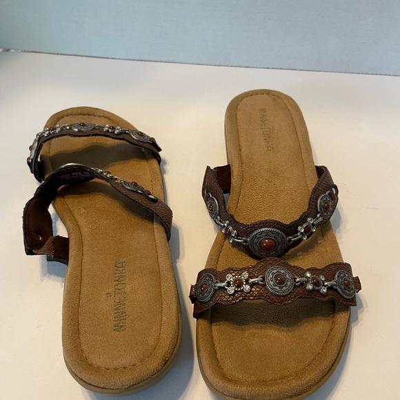 Minnie Tonka Women’s Boca Slide Sandals | Bronze Python Print Sz 10 - Picture 4 of 6